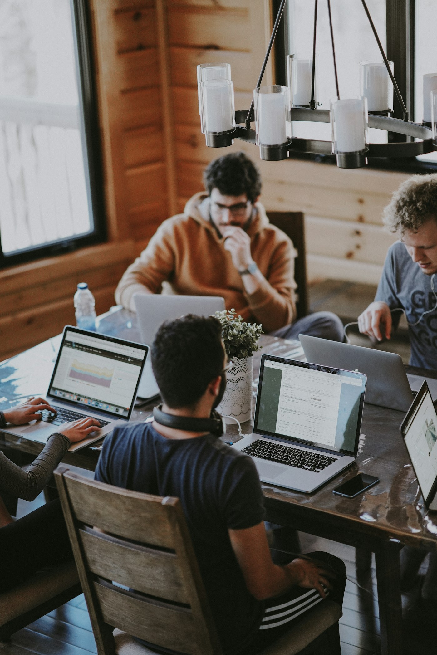 Professionals collaborating in a modern workplace
